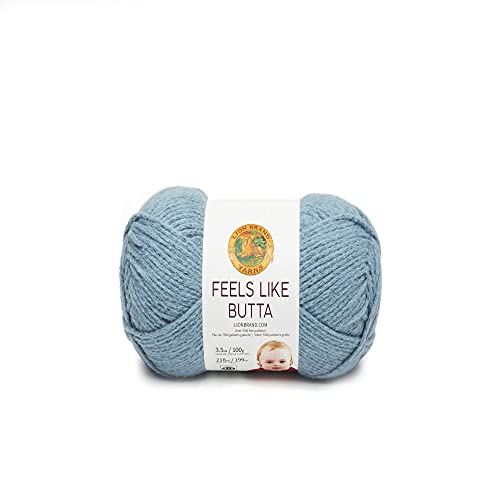 Lion Brand Yarn Feels Like Butta Yarn, Velvety-Soft Yarn for Crocheting and Knitting, 1 Pack, Dusty Blue