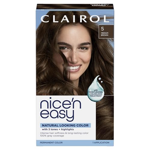 Clairol Nice'n Easy Permanent Hair Dye, 5 Medium Brown Hair Color, Pack of 1