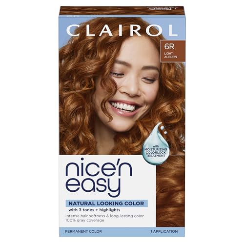 Clairol Nice'n Easy Permanent Hair Dye, 6R Light Auburn Hair Color, Pack of 1