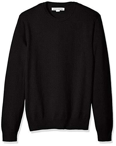 Amazon Essentials Men's Long-Sleeve Crewneck Sweater, 100% Cotton, Big & Tall Options Available, Black, Medium