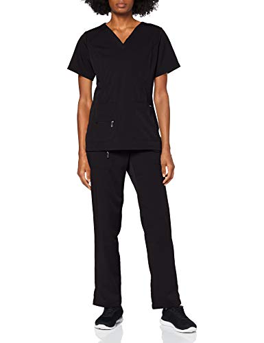 Adar Uniforms Pro Breakthrough Plus Scrub Set for Women, Enhanced V-Neck Top & Multi Pocket Pants, 4400, Black, M