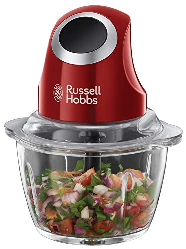 (-29%) Russell Hobbs Zerkleinerer elektrisch Mini [Glasbehälter inkl. Aufbewahrungsdeckel] Desire Rot (500ml, Gemüsezerkleinerer, Mixer, Multi-& Universalzerkleinerer f. Gemüse, Obst & Fleisch) 24660-56