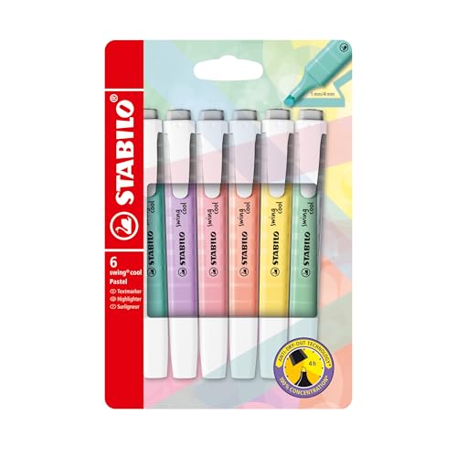 🔥 STARKER PREIS (-52%) STABILO - Textmarker - swing cool Pastel - 6er Pack