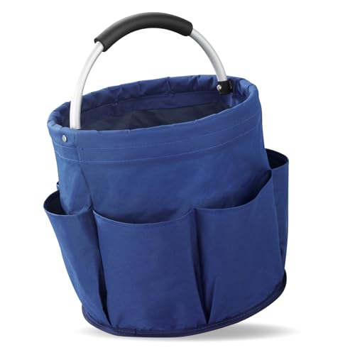 (-37%) Maximex Universal Reinigungs-Caddy Blau, 16l Hauptfach mit 6 Taschen für Utensilien & gepolstertem Griff, Wasserabweisend, Faltbar, Für zuhause & unterwegs, Bis 10kg belastbar, Polyester, Ø28x26,5cm