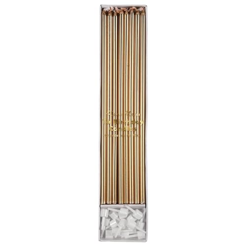 Meri Meri Long Birthday Candles for Cake (Pack of 16), 8.75" Tall Unscented Candles
