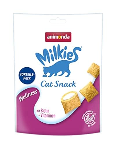 (-30%) animonda Milkies Katzensnack mit Milch - Knusperkissen Wellness (6 x 120g), getreidefreie Katzenleckerli Milch Katzensnacks für Erwachsene Katzen