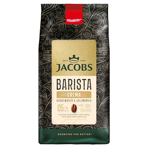 (-20%) Jacobs Kaffeebohnen Barista Crema, ausgewogen mit Zitrus- & Nussnote, geröstet in Bremen, Intensität 5/10, Kaffee ganze Bohnen, 1 kg