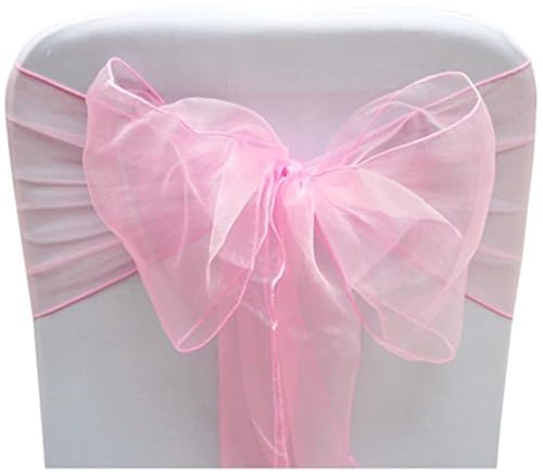 Sarvam Fashion Set of 10 Chair Bows Sashes Tie Back Decorative Item Cover ups for Wedding Reception Events Banquets Chairs Decoration (10, Pink)