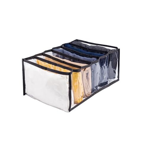 Organizador Multiuso De Calças e Jeans Colmeia Cristal Premium com Viés Preto 6 Nichos M1 25x15x40cm - Incolor - VB HOME
