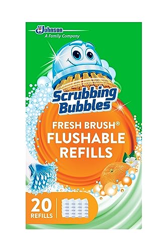 Scrubbing Bubbles Flushable Toilet Bowl Wand Cleaner Refills, Fresh Brush Cleaner Toilet Refill Pads, Removes Limescale & Odors, Citrus Scent, 20 Count (Pack of 1)