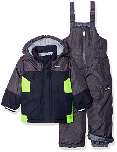 OshKosh B'Gosh Boys' Little Ski Jacket and Snowbib Snowsuit Set, Heather/Navy/Galactive Green, 4