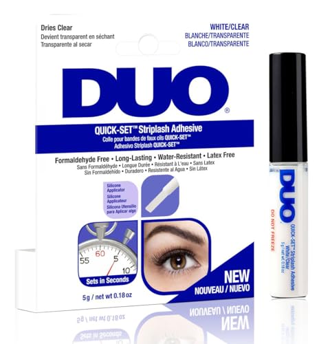 DUO Quick-Set Strip Lash Adhesive – Clear, Waterproof, Long-Lasting Lash Glue, Fast-Drying for False Lashes, 0.18 oz, 1-Pack