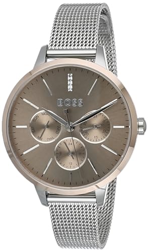 Hugo Stainless Steel Symphony Analog Brown Dial Women Watch-1502423, Silver Band