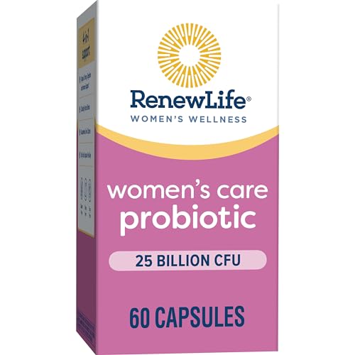 Renew Life Women's Probiotic Capsules, Supports pH Balance for Women, Vaginal, Urinary, Digestive and Immune Health, L. Rhamnosus GG, Dairy, Soy and Gluten-Free, 25 Billion CFU - 60 Ct
