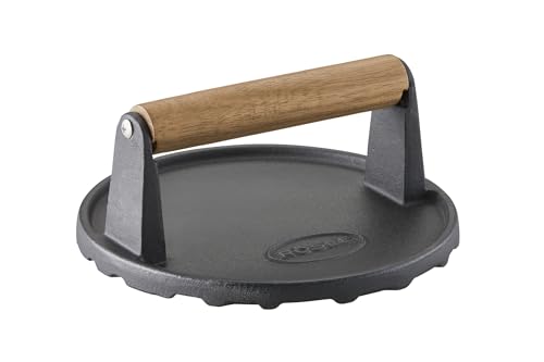 🔥 STARKER PREIS (-51%) RÖSLE Barbecue-Gewicht, Hochwertiges Gewicht zum schnelleren Garen von Burgern oder Steaks, Gusseisen, Holzgriff, 17,5 cm