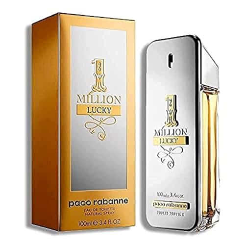 Paco Rabanne 1 Million Lucky Fragrance For Men - Earthy And Woody - Contains Notes Of Hazelnut, Greenplum And Cedar - Captivating And Addictive Warm Woods Scent - Edt Spray - 3.4 Oz
