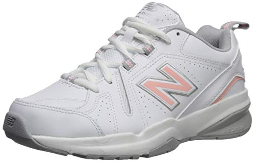 New Balance Women's 608 V5 Casual Comfort Cross Trainer, White/Pink, 10.5