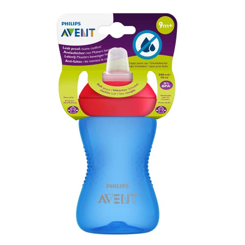 Copo de Transição com Bico de Silicone 9M+ Philips Avent SCF802/01 Azul e Vermelho, Livre de BPA