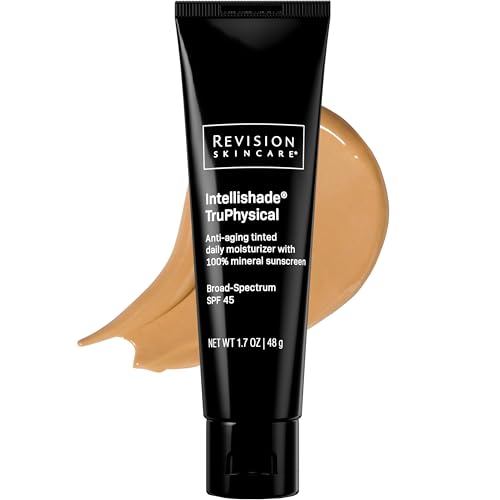 Revision Skincare Intellishade® TruPhysical SPF 45, 100% Mineral Sunscreen for Face, Anti-Aging Moisturizer with SPF and Vitamin C, Tinted Sunscreen for Sensitive Skin, 1.7 oz