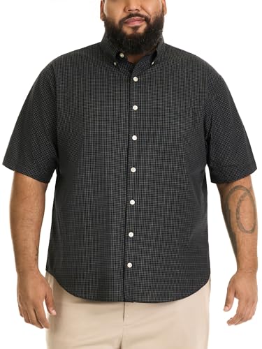 Van Heusen Men's big Big and Tall Wrinkle Free Short Sleeve Button Down Shirt Shirt, -black, 3X-Large