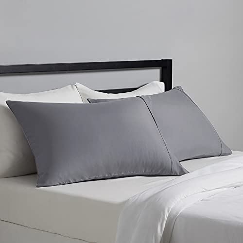 Amazon Basics Standard Pillow Cases Set of 2 - Lightweight, Super Soft Easy Care Microfiber, Dark Gray, 30" L x 20" W, Pillows Not Included
