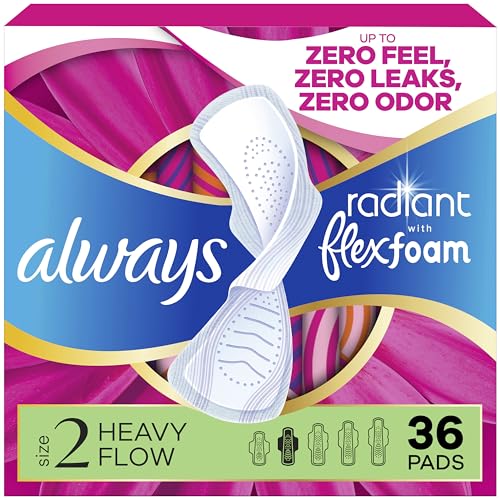Radiant Feminine Pads For Women Flexfoam Pads With Wings Size 2 Heavy