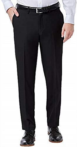 Haggar Men's Premium Comfort Dress Slim Fit Flat Front Pant, Black
