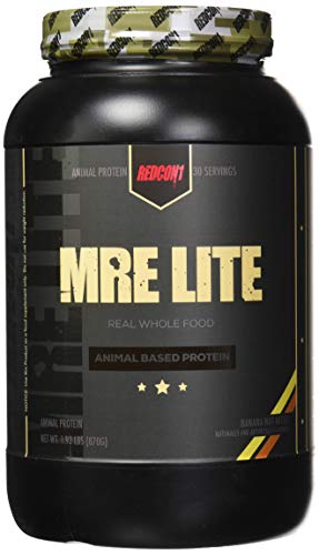 REDCON1 MRE Lite Whole Food Protein Powder, Banana Nut Bread - Low Carb & Whey Free Meal Replacement with Animal Protein Blends - Easy to Digest Supplement Made with MCT Oils (30 Servings)
