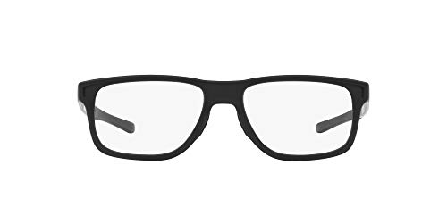 Oakley Men's OX8123 Sunder Square Prescription Eyeglass Frames, Satin Black & Brushed Chrome/Demo Lens, 55 mm