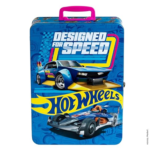 Theo Klein 2881 Hot Wheels Storage Case I Metal suitcase for up to 50 cars I Practical compartments I Toy for children aged 3 years and up