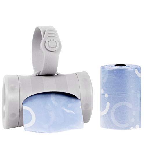 Ubbi Retractable On the Go Bag Dispenser for Travel, Diaper Bag Accessory Must Have for Newborn, Helpful Item, Baby Gift, Lavender Scented, Gray
