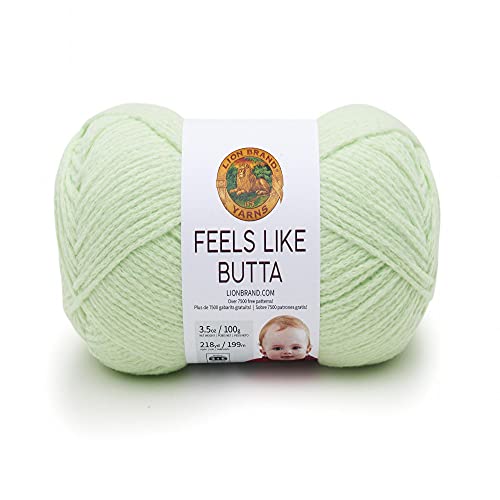 Lion Brand Yarn Feels Like Butta Yarn, Velvety-Soft Yarn for Crocheting and Knitting, 1 Pack, Mint