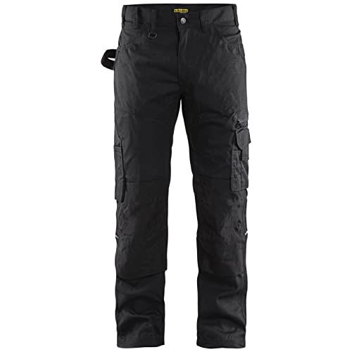 Blaklader Men's Ripstop Durable Lightweight Work Pants with Utility Pockets, Black, 34W x 30L