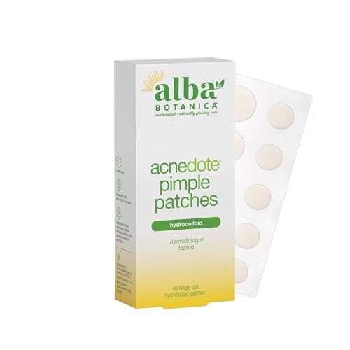 Alba Botanica Acnedote Pimple Patches for Face - Pimple, Spot Patches - Hydrocolloid Skincare Patches - 40 Count