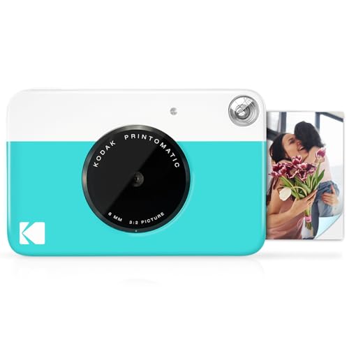 KODAK Printomatic Full-Color Instant Print Digital Camera - Colorful Photos On Zink 2x3" Sticky-Back Photo Paper - 5MP, Portable, Creative Fun Gift for Birthday, Christmas, Holiday - Blue