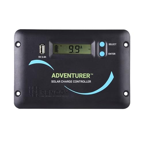 Renogy 30A 12V/24V PWM Solar Charge Controller with LCD Display Flush Mount Design Negative Ground, Compatible with Sealed, Gel, Flooded and Lithium Batteries, Adventurer 30A,black
