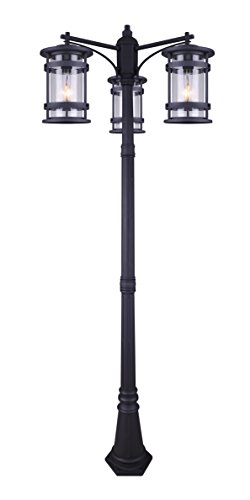 Canarm Duffy, IOL344BK, 3 Lt Post Outdoor, Seeded Glass, 100W Type A, 28 .75 in W x 82 .25 in H