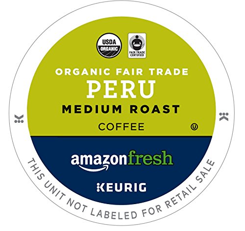 AmazonFresh 80 Ct. Organic Fair Trade K-Cups, Peru Medium Roast, Keurig K-Cup Brewer Compatible
