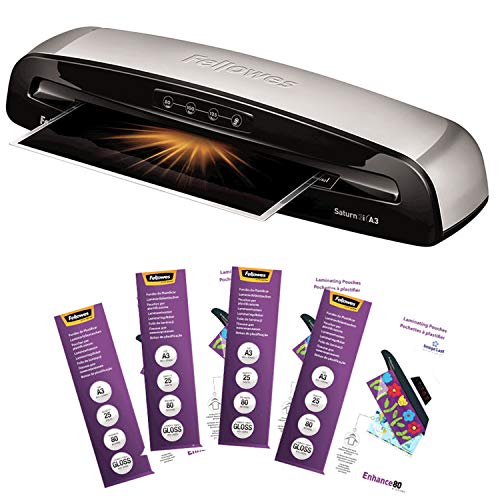Fellowes A3 Home Office Laminator Saturn 3i for 80-125 Micron Films, 60 Seconds Warm-up...