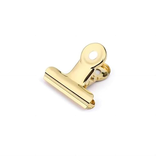 Coideal Small Gold Bull Hinge Clips, 30 Pcs Tiny Metal Binder Paper Clips for Tags Bags, Pictures Photos, Wire Grid Wall Decor, Office and Home Kitchen (Light Gold, 22mm)