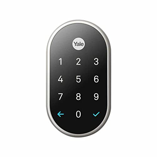 Google Nest x Yale Lock - Tamper-Proof Smart Lock for Keyless Entry - Keypad Deadbolt Lock for Front Door - Satin Nickel