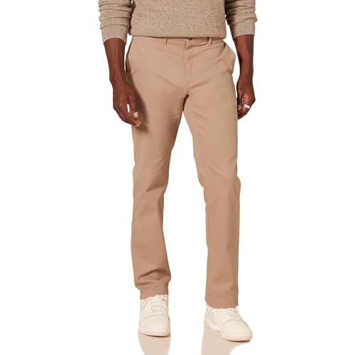 Amazon Essentials Men's Slim-Fit Casual Stretch Chino Pant, Dark Khaki Brown, 32W x 32L