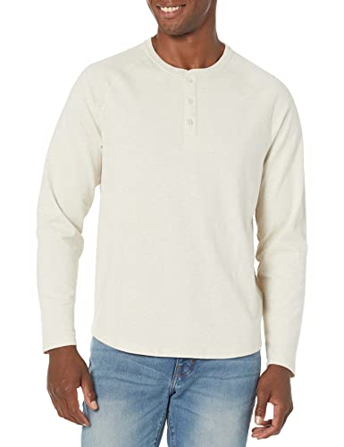 Amazon Essentials Long Sleeve Shirt for Men, Regular-Fit Henley, Available in Big & Tall, Oatmeal Heather, X-Large