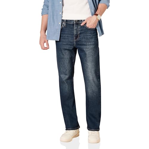 Amazon Essentials Men's Straight-Fit Stretch Jean - Discontinued Colors, Dark Wash, 34W x 30L