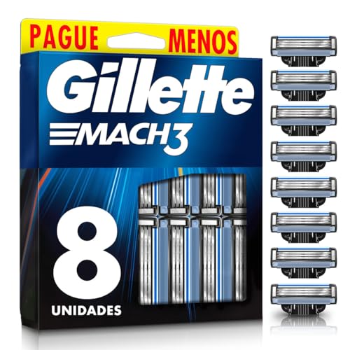 Gillette Mach3, Carga para Aparelho de Barbear com 3 Lâminas 8 Unidades