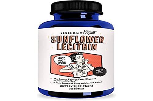 Legendairy Milk Sunflower Lecithin 1200mg, Lactation Support, Sunflower Lecithin Supplement for Clogged Milk Ducts, Made in USA, 200 Softgels