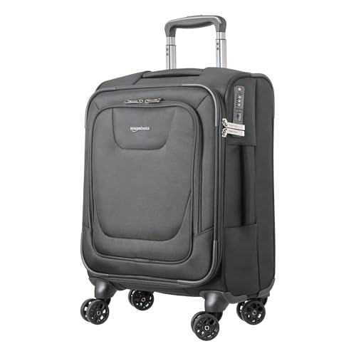 Amazon Basics 20" Luggage, Softside Suitcase With TSA Lock, 8 Spinner Wheels, Front Exterior Pocket, 3 Interior Poc