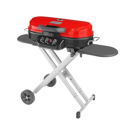 Coleman RoadTrip 285 Portable Stand-Up Propane Grill with 3 Adjustable Burners &amp; Instastart Ignition, 20,000 BTUs of