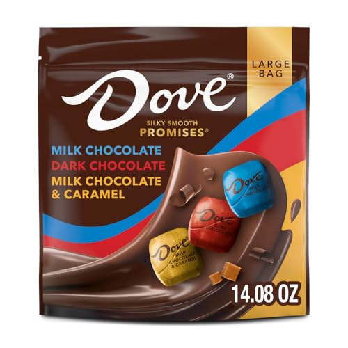 DOVE PROMISES Milk, Dark Chocolate, and Milk Chocolate & Caramel Variety Assortment, 14.08 Oz Large Bag