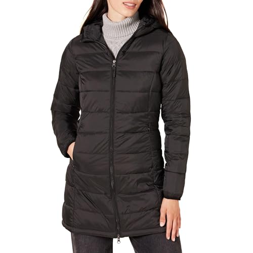 Amazon Essentials Women's Lightweight Water-Resistant Packable Hooded Puffer Coat (Available in Plus Size), Black, X-Large